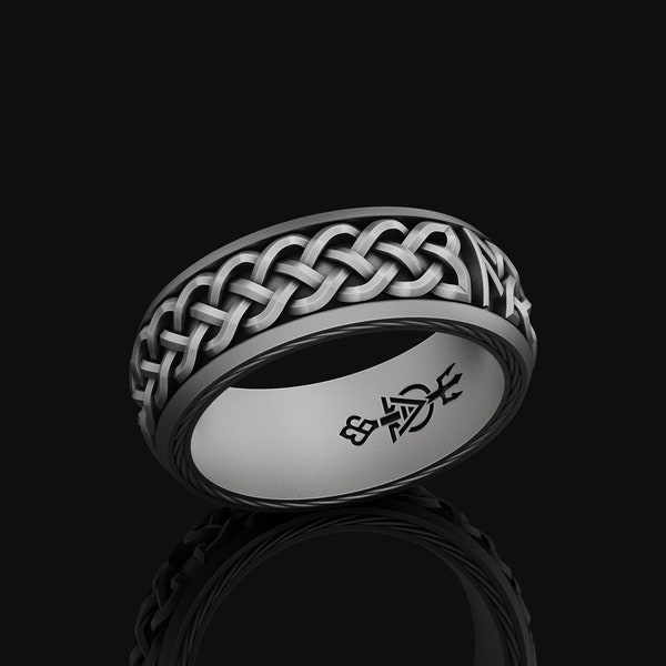 Viking Style Wedding Ring Norse, Silver Celtic Knot Ring, Timeless and Meaningful Commitment Symbol, Ideal Engagement Gift