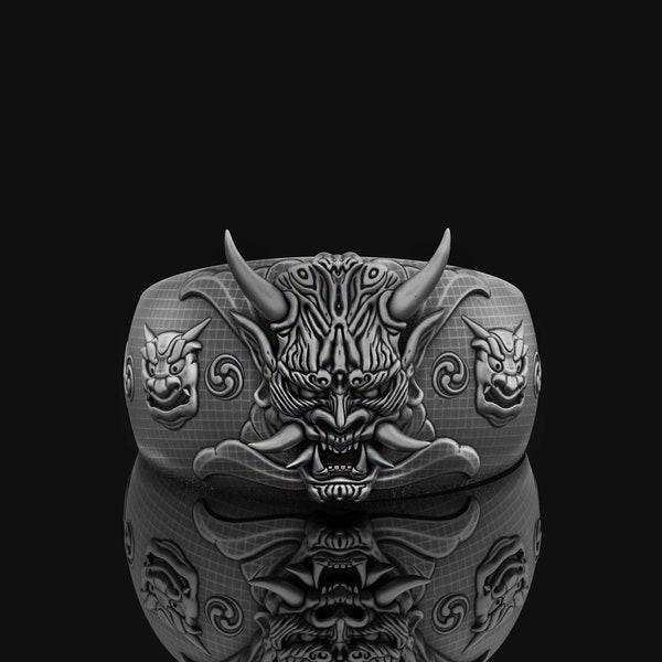 Oni Mask Ring, Demon Ring, Hannya Mask Ring, Biker Ring, Japanese, Devil Ring, Samurai Ring, Oni Mask, Japanese Samurai, Samurai Mask Ring