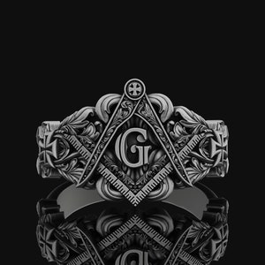 Masonic, Freemason Ring, Master Mason Jewelry, Freemason Jewelry, Masonry Signet Ring, Masonic Rings, Free Mason Ring