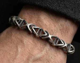 Silver Trigonal Bracelet - Men's Masculine Jewelry, Elegant Geometric Design, Unique Gift for Him