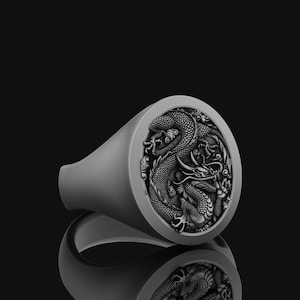 Chevalière argentée au petit doigt avec dragon chinois pour homme, bague fantaisie pour meilleur ami, bijoux mythologie pour cadeau du nouvel an lunaire