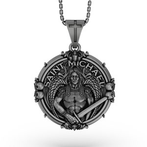 Silver Saint Michael Pendant - Archangel Michael Necklace, Protector Angel Jewelry, Christian Spiritual Gift