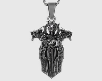 Silver Goddess Freya Charm Necklace Viking Jewelry Pagan Pendant Women's Accessory Memorial Gift Mother's Day Norse Mythology