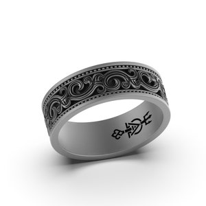 Silver Floral Wedding Band Ring, Wedding Band, Engagement Ring, Flower Ring, Floral, Sterling Silver Ring, Silver Ring, Moissanite Ring