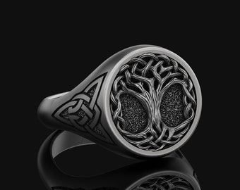 Silver Celtic Yggdrasil Ring Mens Nordic Gift Tree of Life Norse Jewelry Nordic Womens 925. Silver Gift for him, Scandinavian, Viking Ring