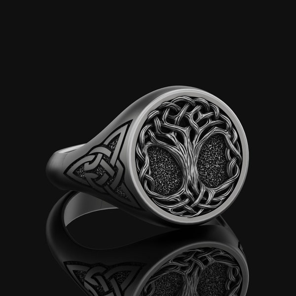 Silver Celtic Yggdrasil Ring Mens Nordic Gift Tree of Life Norse Jewelry Nordic Womens 925. Silver Gift for him, Scandinavian, Viking Ring