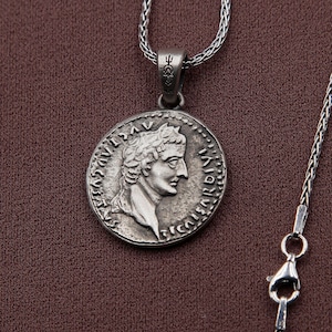 Ancient Roman Emperor's Tiberius Medallion, Coin Pendant, Symbol, Exquisite Author's Jewelry Roman Coin Necklace, Historical Jewelry