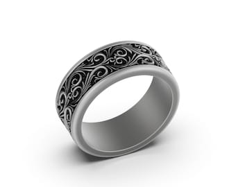 Bague feuille d'argent, bague couple, bague de fiançailles mariage femme et homme, bijoux homme cadeaux anniversaire petit ami