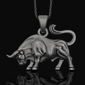 Silver Bull Necklace, Taurus Zodiac Charm, Animal Pendant, Gift for Bull Lovers, Astrology Jewelry