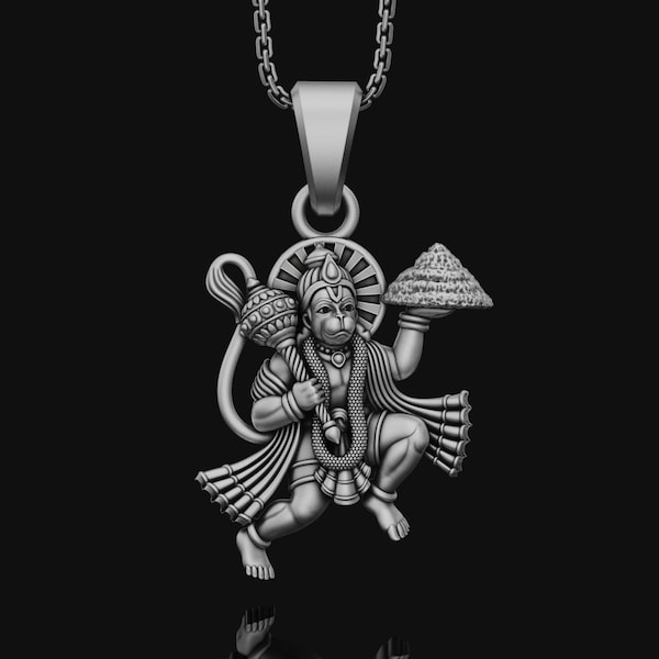 Silberner Lord Hanuman Anhänger, Wukong, Gott Tribal Indien Schmuck Hindu, Muay Thai, Ethnischer Schmuck, Amulett Anhänger, Religiös