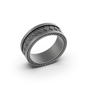 Silver Snake Serpent Skin Ring, Wedding Band Gothic Jewelry Boho Accessory Mens Engagement Promise Ring Womens Band Ring Gift