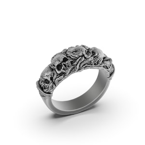 Gothic Ring, Engagement Band, Skull Wedding Ring, Skull Band, Gothic Jewelry, Punk Ring, Skull Engagement, Skull Ring Men, Skull Ring Women