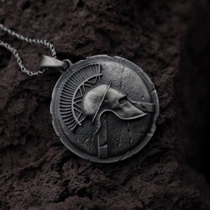 Men&#39;s 925 Silver Spartan Helmet Jewelry Shield Necklace Warrior Pendant Gift for him Birthday Anniversary, Accessory