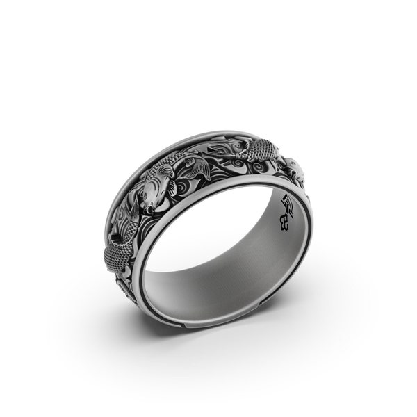 Bague poisson carpe koï pour femme, bague homme, mariage unisexe japonais - bijoux de fiançailles, cadeau d'anniversaire pour lui - elle