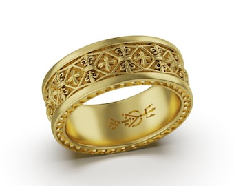 Alianza cristiana de oro blanco de 14 quilates con diseño de flor de lis, anillo de compromiso de 10 quilates, anillo de oro rosa de 18 quilates, regalo de aniversario unisex.