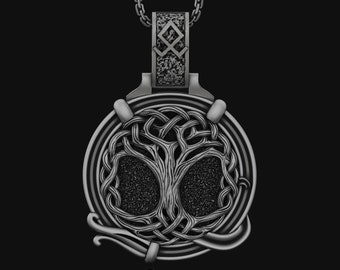 Personalized Yggdrasil Gift Necklace Viking Norse Mythology Pagan World Tree of Life Pendant Nature Jewelry Accessory