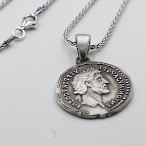 Antoninus Pius Coin Necklace, Roman Emperor Denarius Aureus Necklace, Ceaser Titus Jewelry, Roman Denarius Necklace, Goddess Concordia