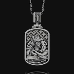 Sterling Silver Virgin Mary With Baby Jesus Mens Necklace, Solid Silver Jesus Madallion, Holy Mother and Baby Jesus Necklace, Christian Gift