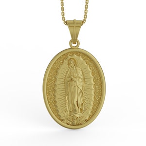 14K Solid Gold Guadalupe Pendant, Guadalupe Necklace, Virgin of Guadalupe, Gold Virgin Mary, Tri Tone Gold, Guadalupe, Real Gold