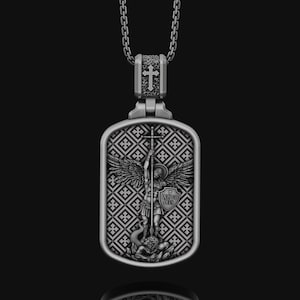 Archangel Saint Michael Silver Medallion, Orthodox Shield Archangel Pendant, St Micheal Necklace, St Michael Is Commander Of The Army Of God