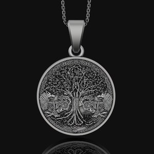 Celtic Tree Of Life Wolf Yggdrasil Norse Necklace Viking Pendant Handmade Jewelry Pagan Scandinavian Pendant Memorial, Meaningful Gift