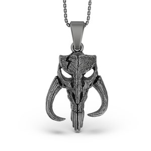 Silver Mythosaur Skull Necklace - Star Wars Mandalorian Pendant, Geek Culture Jewelry, Fan Gift, Sci-Fi Lover Jewelry