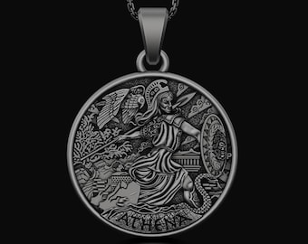 Ancient Greek Athena Pendant - Mythology Goddess Charm, Wisdom and Warrior Symbol, Hellenic Olympian Jewelry for Classical Elegance
