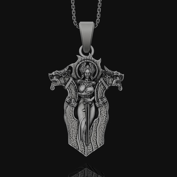 Silver Goddess Freya Charm Necklace Viking Christmas Gift Pagan Pendant Women's Accessory Memorial Gift Norse Mythology