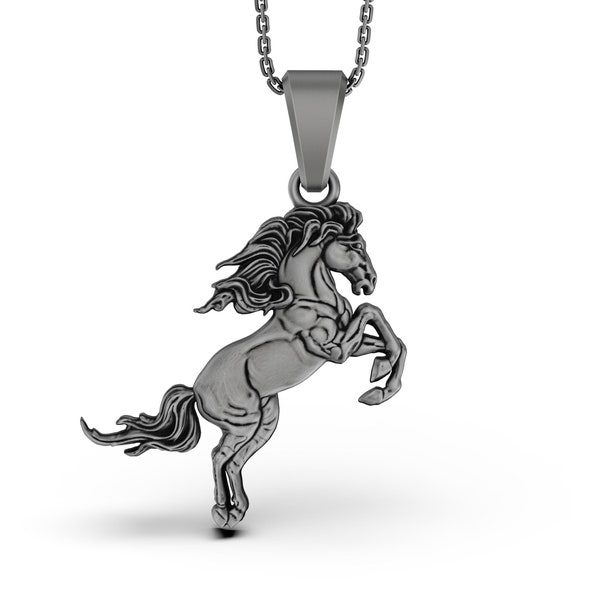 Silver Horse Charm Pendant - Equestrian Necklace, Horse Jewelry for Bracelet, Equine Lover Gift