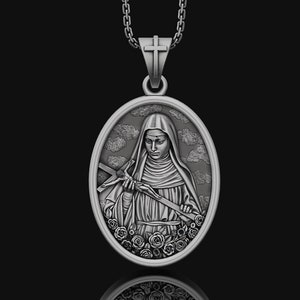 Saint Rita van Cascia Sterling zilveren religieuze medaille St Rita, katholieke sieraden, wonderbaarlijke medaille, bevestigingscadeau voor haar