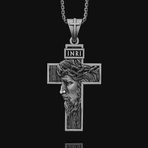 Personalized Jesus Crucifix Necklace, Inri Cross, Christian Jewelry, Religious Necklace, Valentine Gift Ideas, Black Friday Sale, Inri Cross
