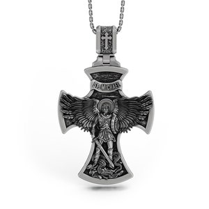 Silver Saint Michael Necklace - Archangel Michael Pendant, Protector Saint Jewelry, Spiritual Gift, Christian Gift
