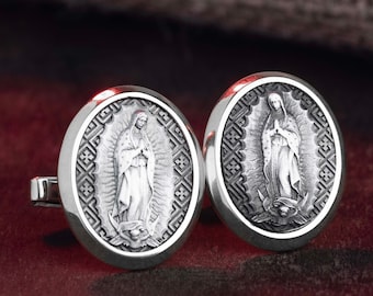 Lady Of Guadalupe Cufflinks, Virgen De Guadalupe, Virgin Mary, Memorial Gift, Catholic Cufflinks, Groomsman Gift, Religious Gift