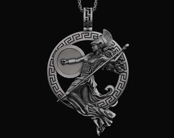 Athena Necklace Greek Goddess Roman Mythology Jewelry Minerva Pendant Warrior Goddess Minerva, Mens, 925 Sterling Silver, Womens, Birthday