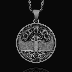 Silver Tree Of Life Necklace, Yggdrasil Pendant, Celtic Jewelry, Protection Amulet, Viking, Scandinavian Birthday Gifts, Norse Mythology