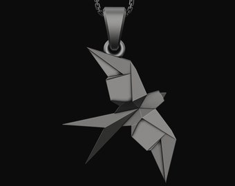 Silver Origami Swallow Necklace - Elegant Folded Bird Pendant, Artistic Nature Jewelry, Perfect Delicate Gift for Her