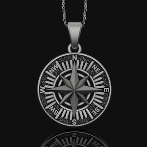 Silber Bester Freund Halskette, erste Halskette, Kompass Schmuck, Kompass Anhänger, Abschlussgeschenk, Geschenke für ihn, Halskette für Männer