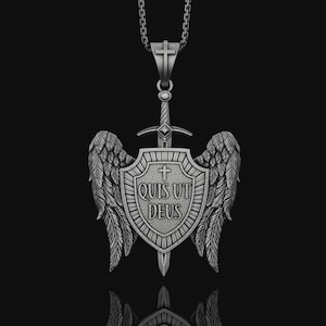 Gods Warrior Medal, Saint Michael, Spiritual Protection from Satan Medallion, St Michael Pendant, Quis Ut Deus, St Michael Archangel