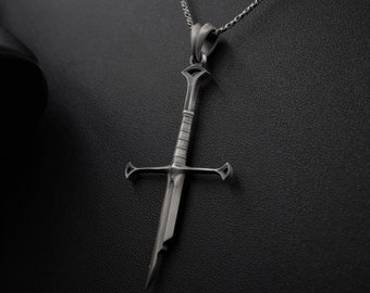 Silver Fantasy Elven Sword, Broken Blade Necklace Birthday Gift For Him Christmas Present Medieval Jewelry Mens, Womens Pendant