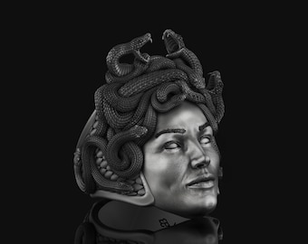 Silver Gorgon Medusa Ring, Greek Mythologic Jewelry, Men's & Women's Accessory, Ancient Greek Myth, Mythology Legend