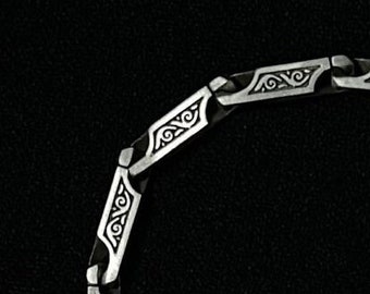 Oxidized Sterling Silver Men's Chain Bracelet