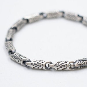 Byzantiner Silber Kettenarmband, Handgefertigte Einzigartige Kettenarmbänder, Gravur Armband, Byzantiner Kette, Herren Ketten Geschenke