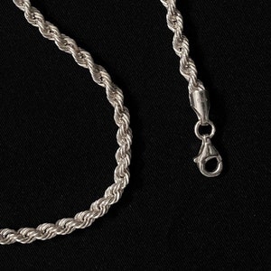 925 Sterling Silver 3mm Rope Chain Solid Heavy Silver Chain Necklace Gift