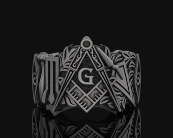 Silver Masonic Ring, Illuminati Symbol, Handcrafted Mason Ring, Freemason Gift, Masonry Jewelry, Secret Society