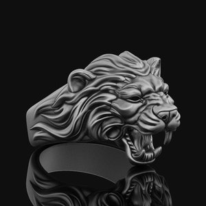 Men&#39;s & Women&#39;s Silver Angry Nemea Lion King Ring Detailed Jewelry Gifts For Him, Her Unisex Animal Accessory