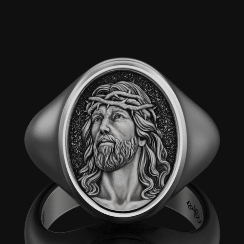 Mens 925 Silver Jesus Christ Ring Religious Gifts Christian - Etsy