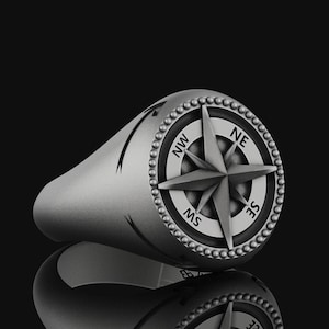 Men's Compass Ring Gift for Him, Sterling Silver Jewelry Women's ...