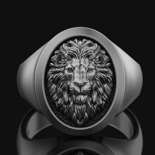 Lion Gift for Mens Ring Adjustable Accessory Silver Etsy