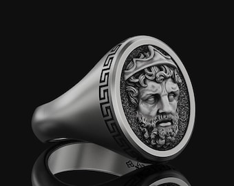 2 Styles Silver Greek God Zeus Ring Myth Jewelry Ancient Roman