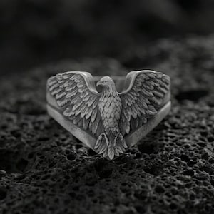 Sterling Silber Adler Ring – Unisex Tier Schmuck